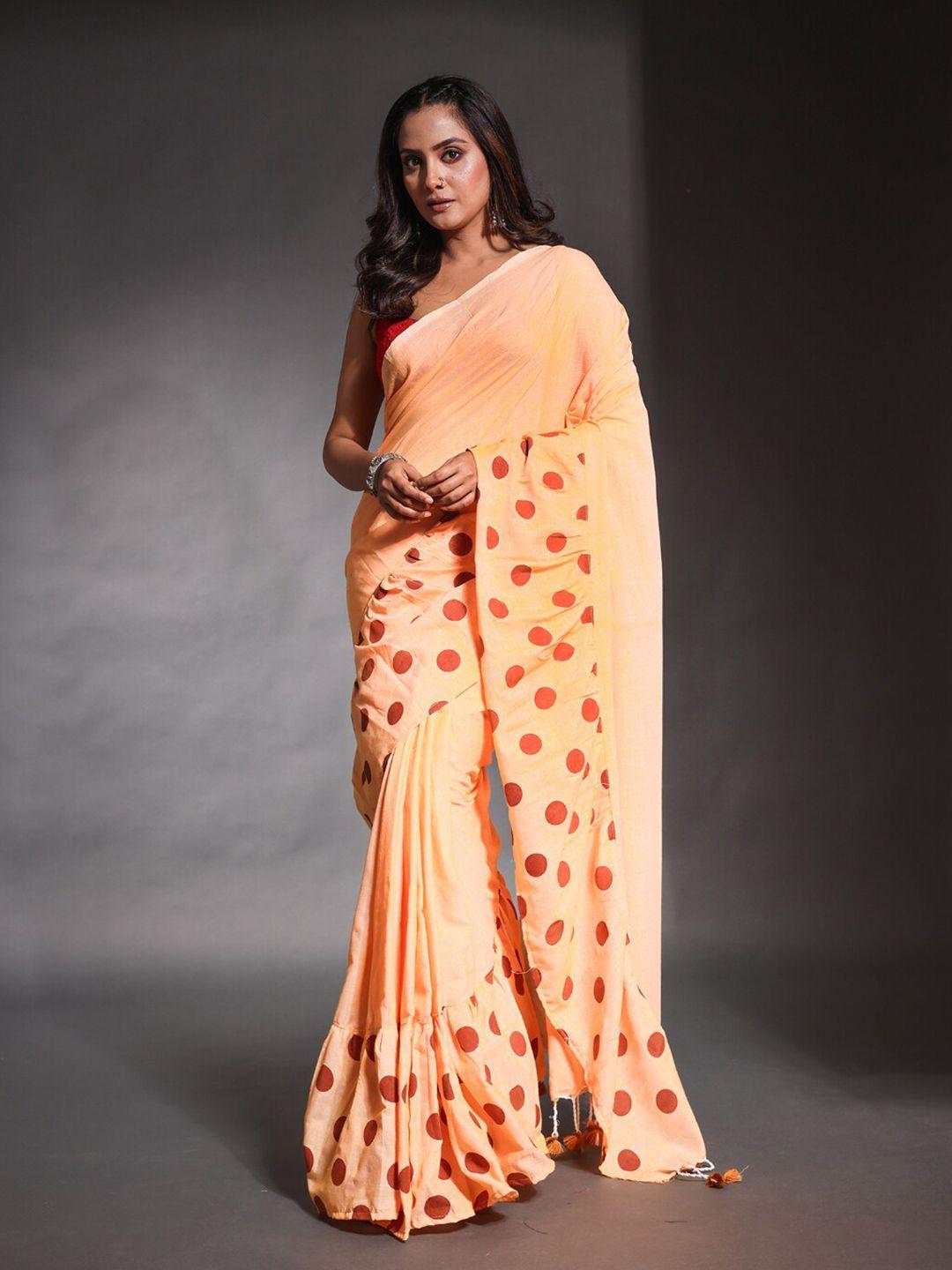 charukriti pure cotton ruffles saree