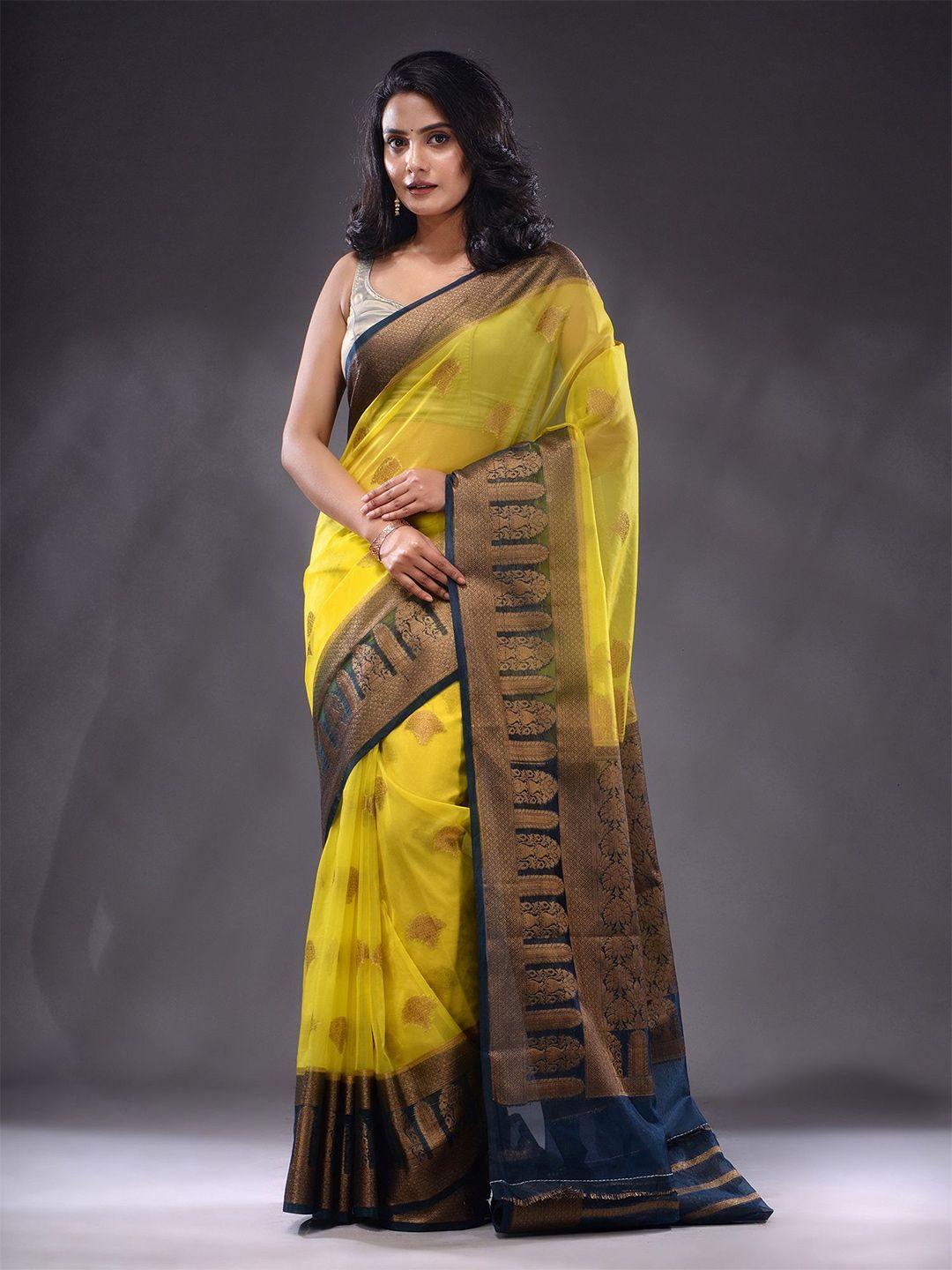 charukriti sheer woven design zari organza saree