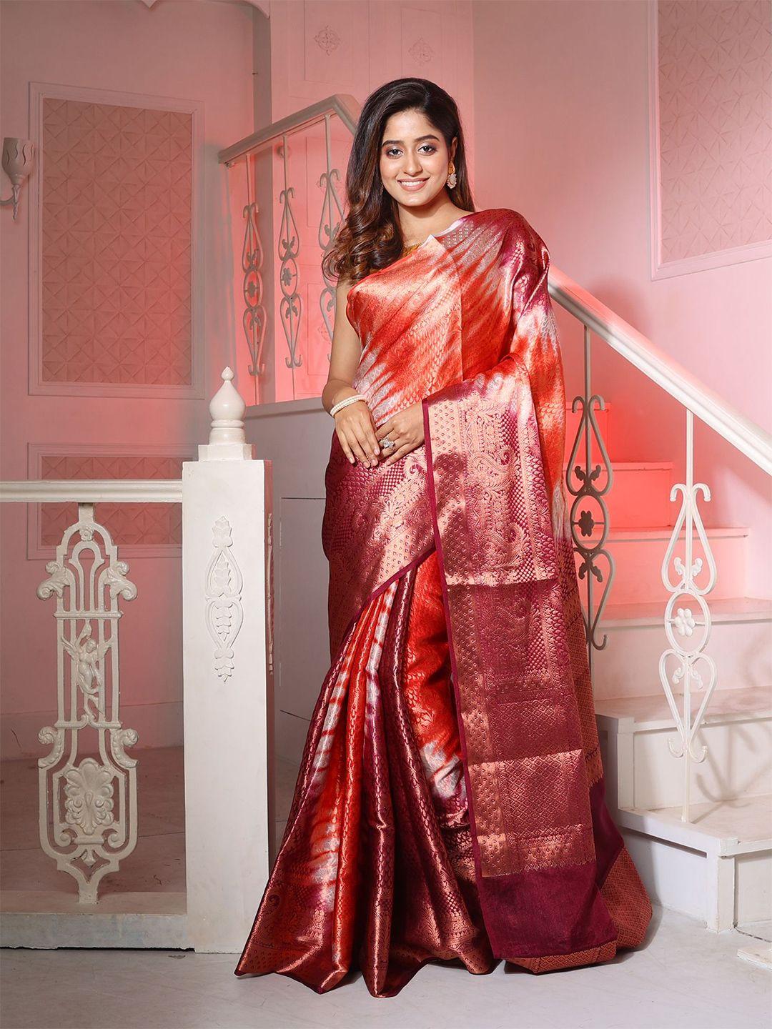 charukriti shibori printed zari brocade saree