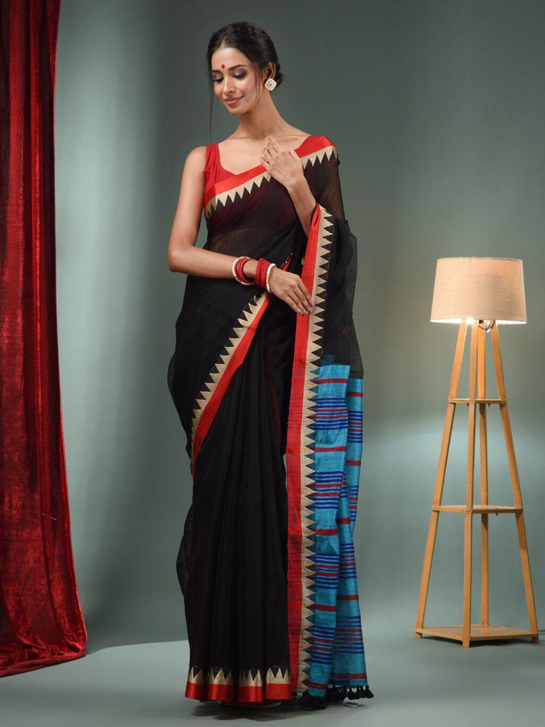 charukriti striped linen blend saree