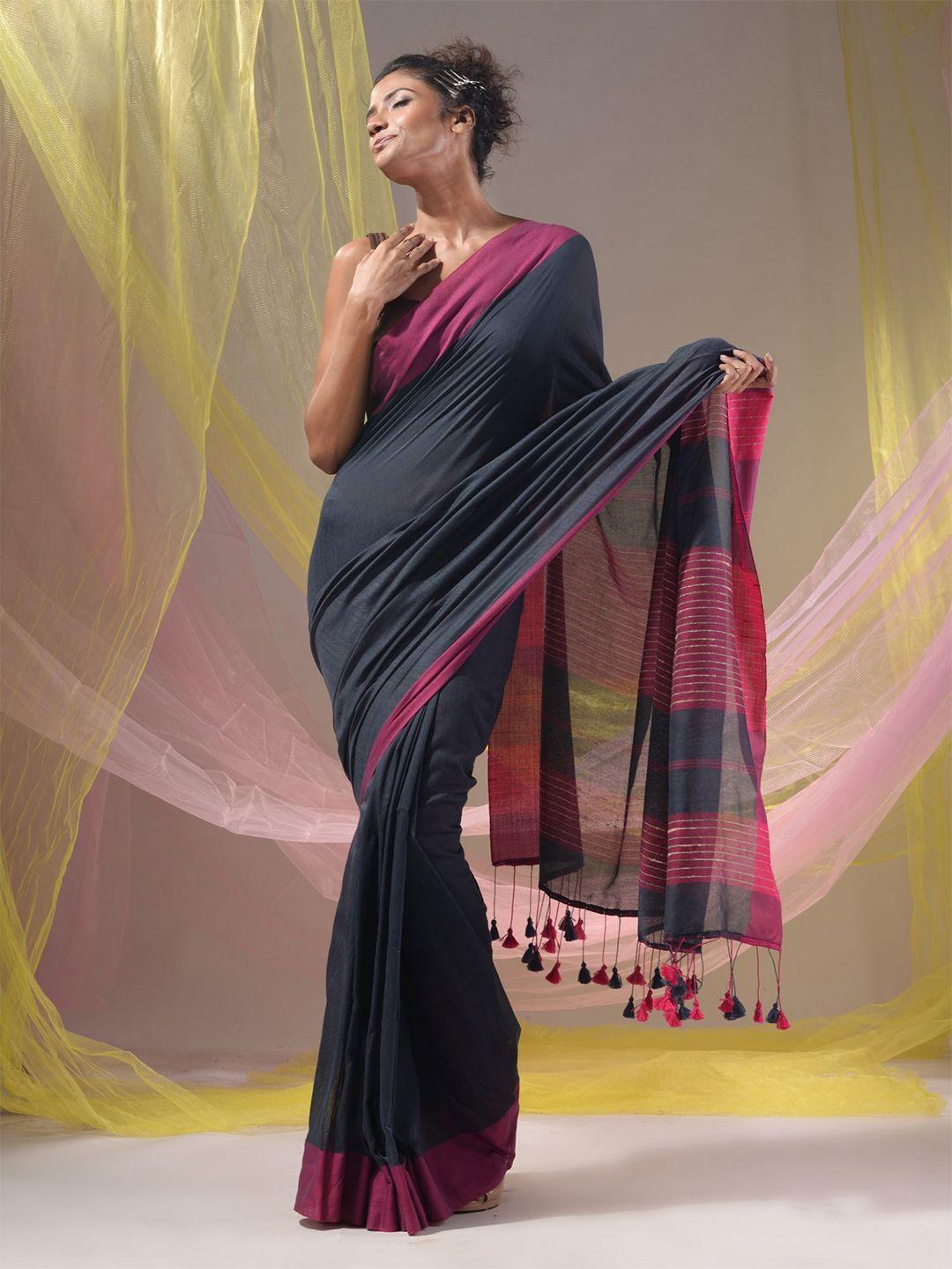 charukriti striped pure cotton saree