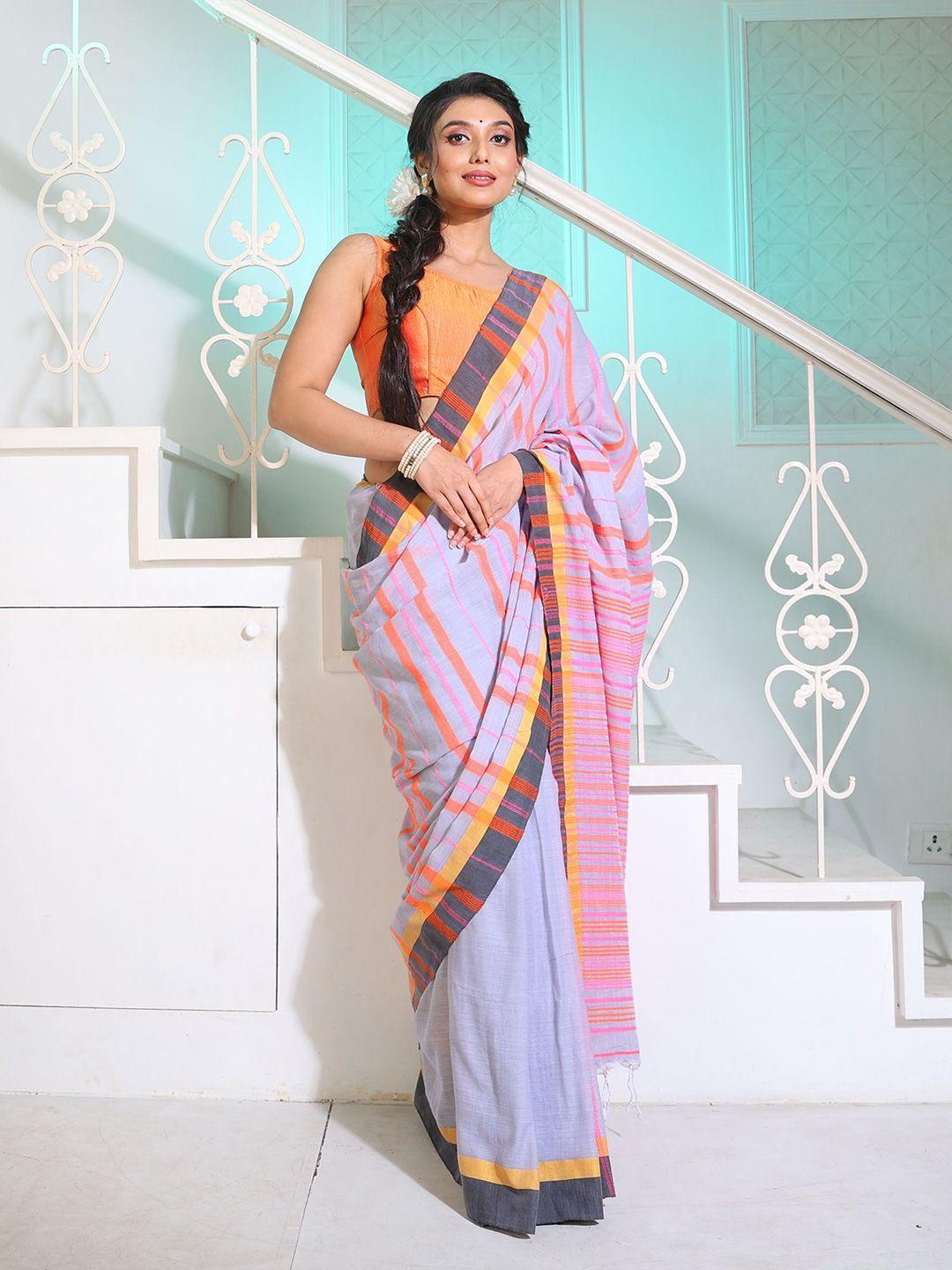 charukriti striped pure cotton saree