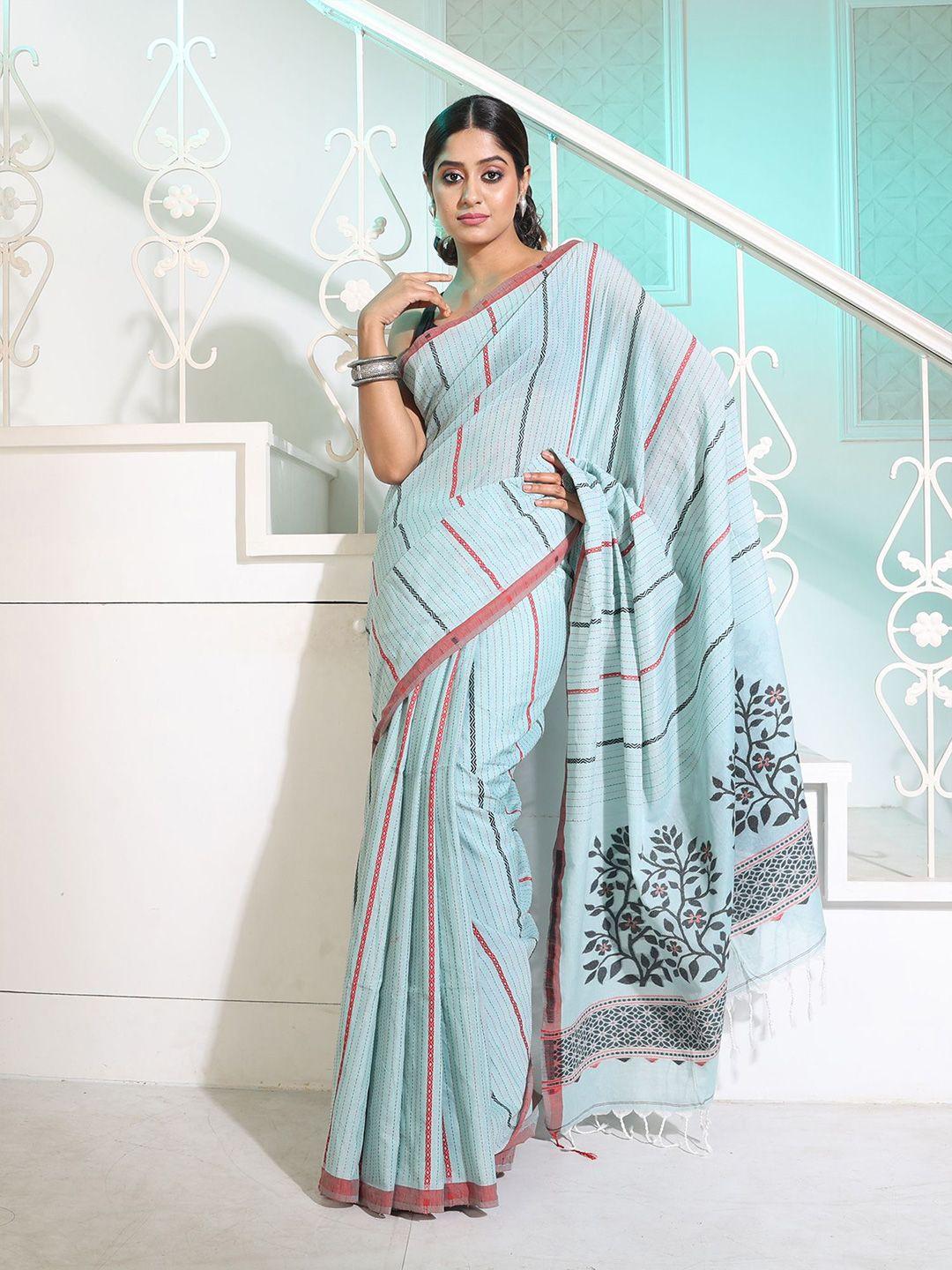 charukriti striped pure cotton saree