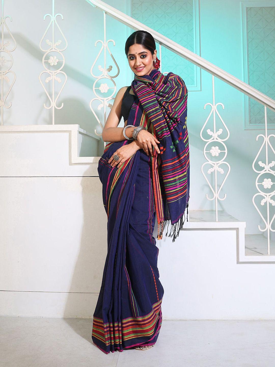 charukriti striped pure cotton saree