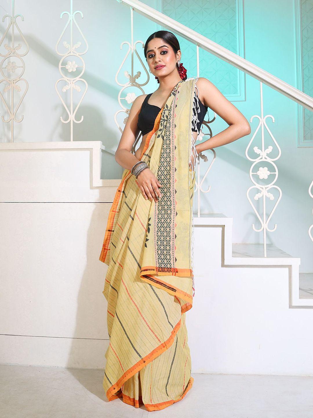 charukriti striped pure cotton saree