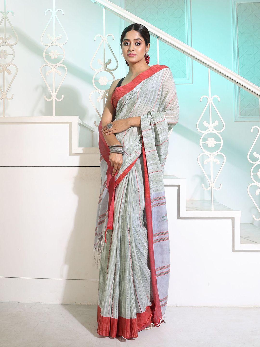 charukriti striped pure cotton saree