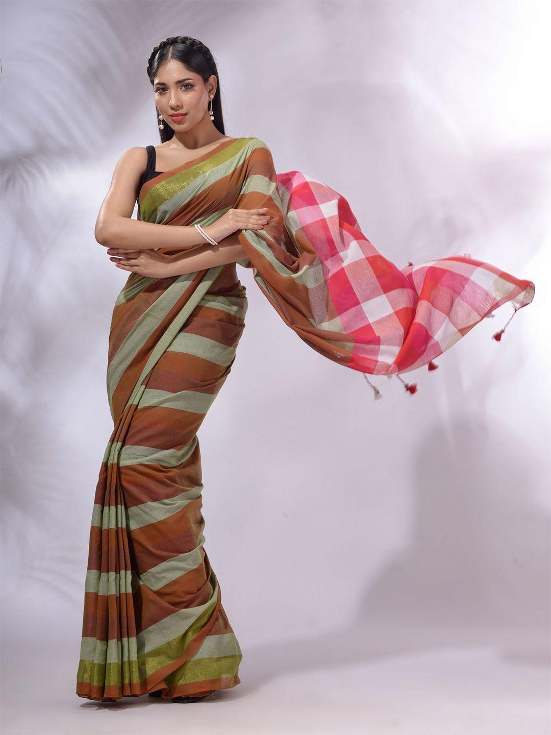 charukriti striped pure cotton saree