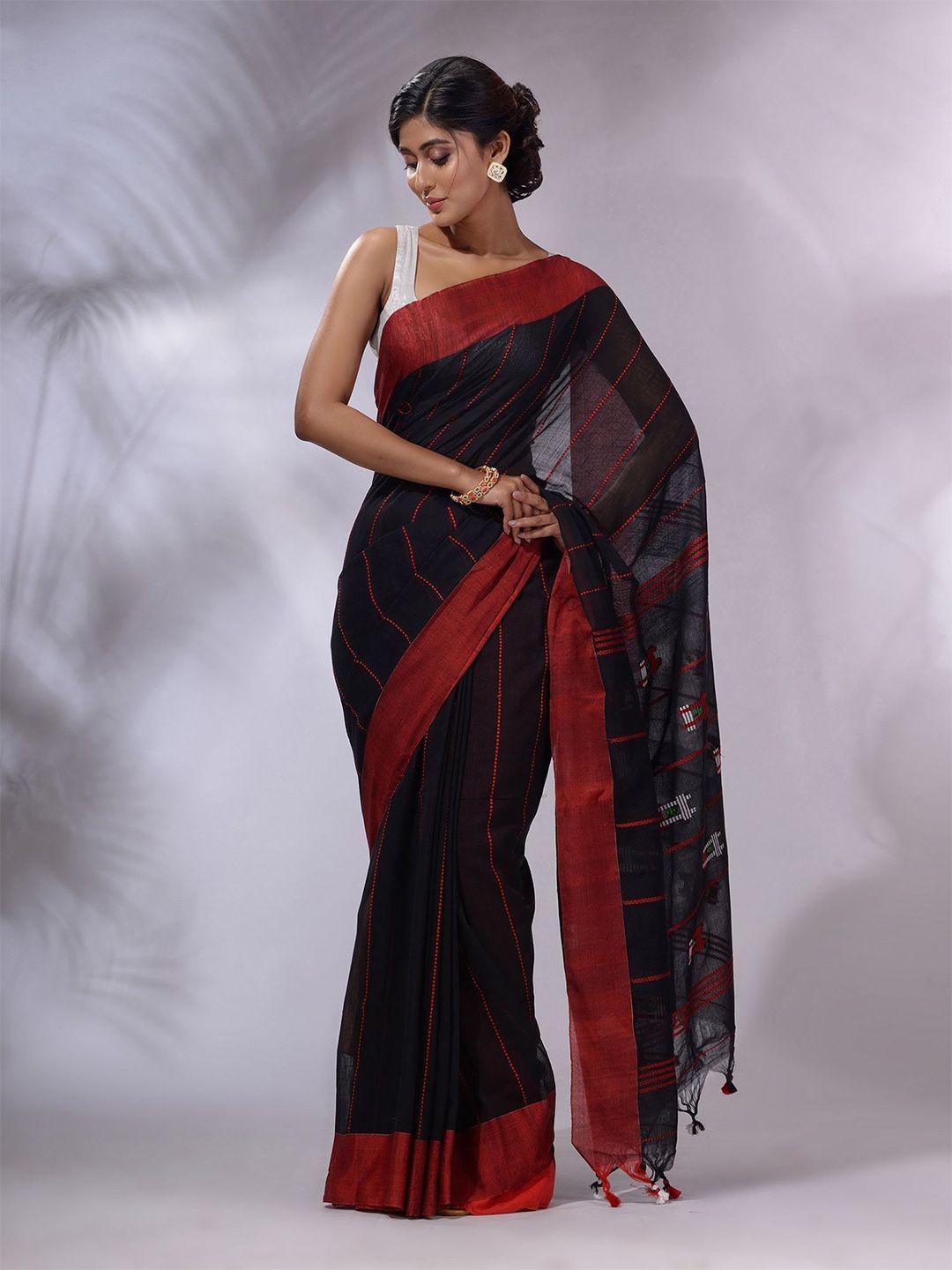 charukriti striped pure cotton saree