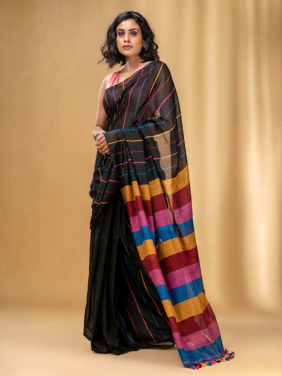 charukriti striped pure cotton saree