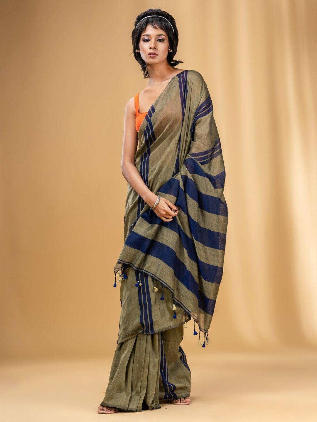 charukriti striped pure cotton saree