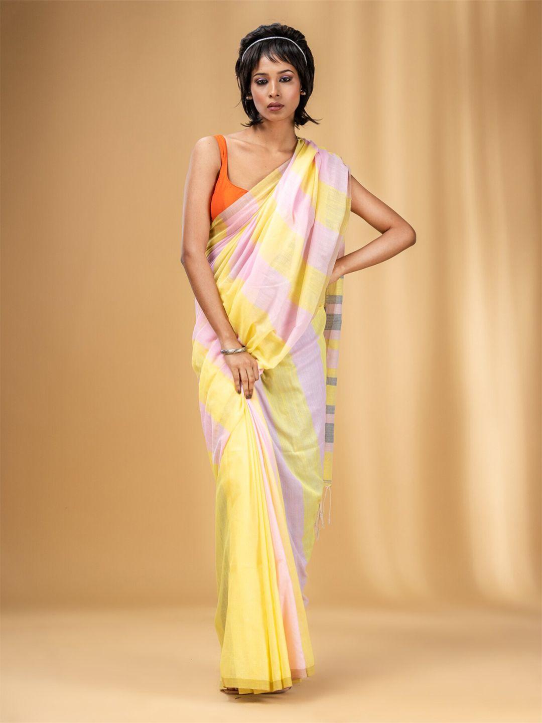 charukriti striped pure cotton saree