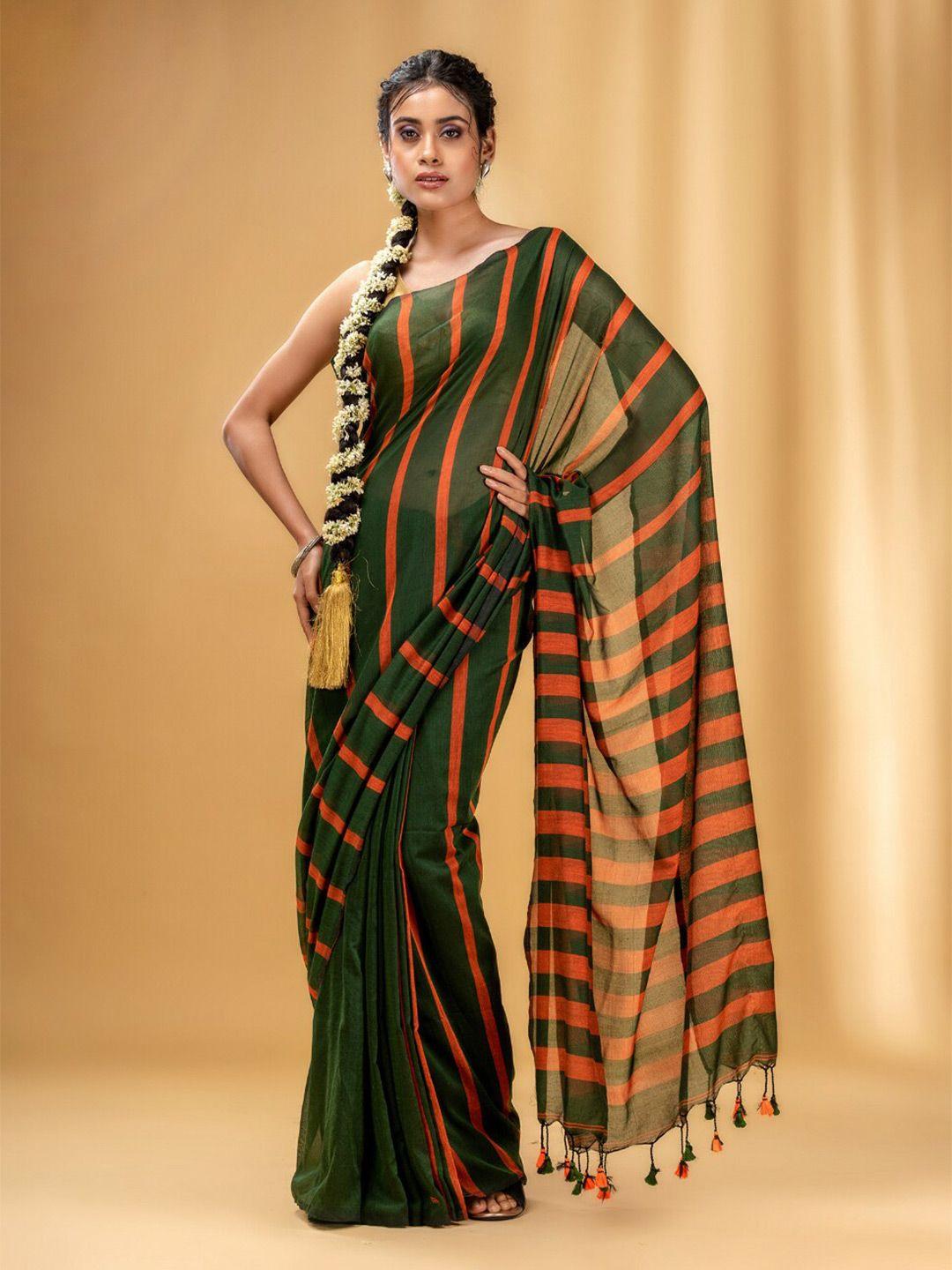 charukriti striped pure cotton saree