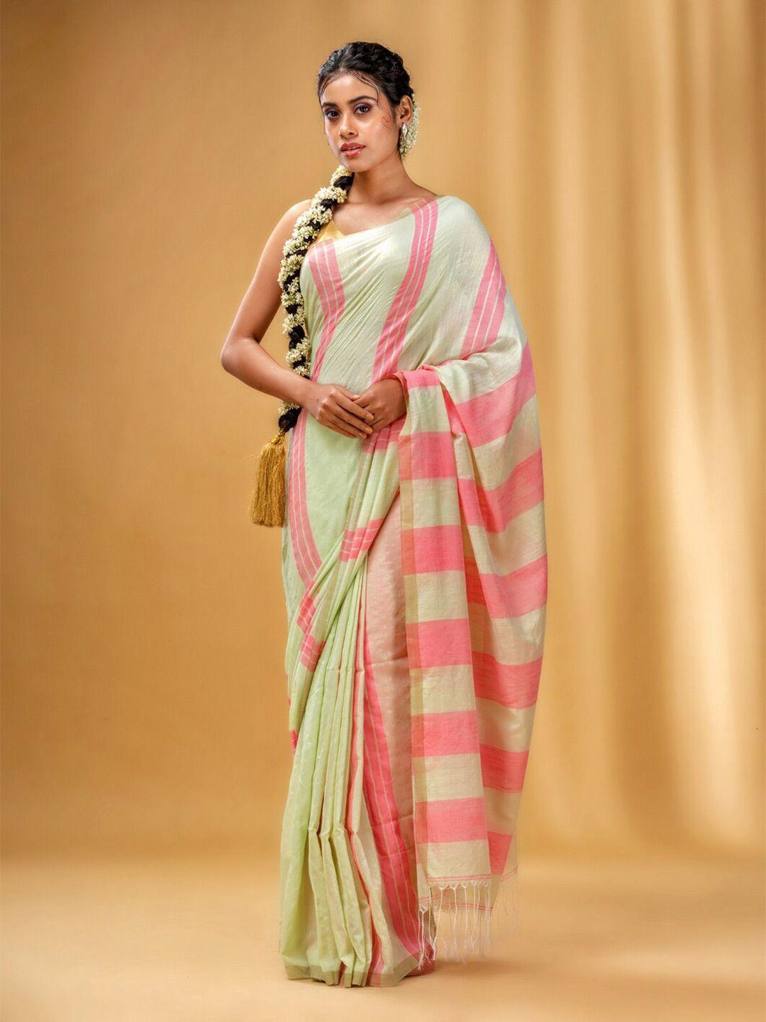 charukriti striped pure cotton saree