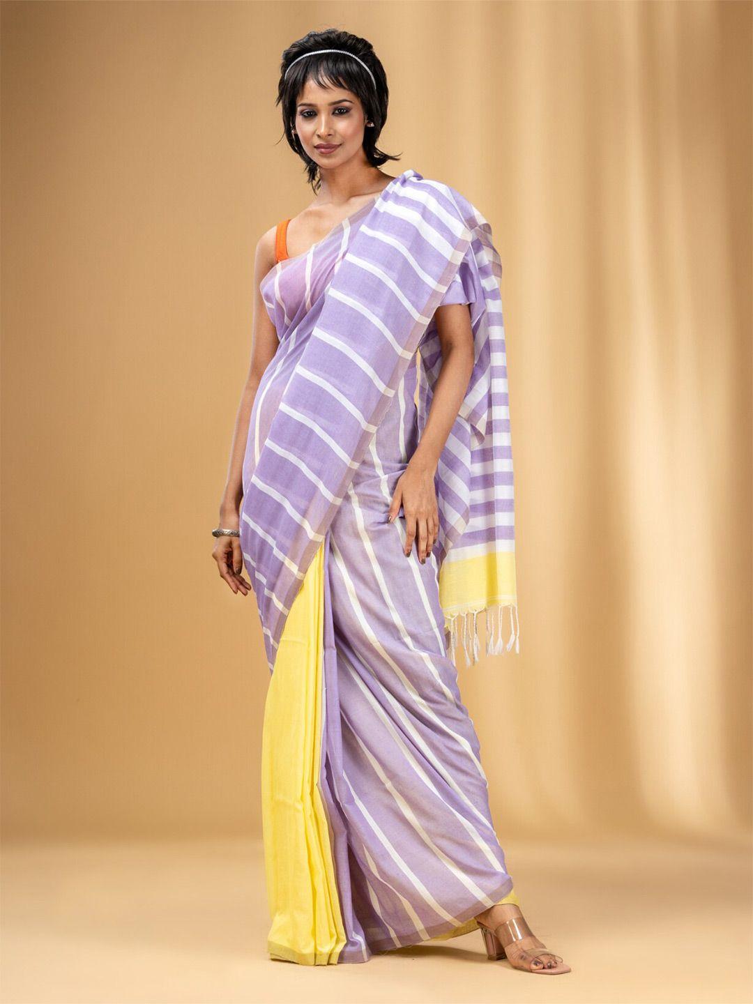 charukriti striped pure cotton saree