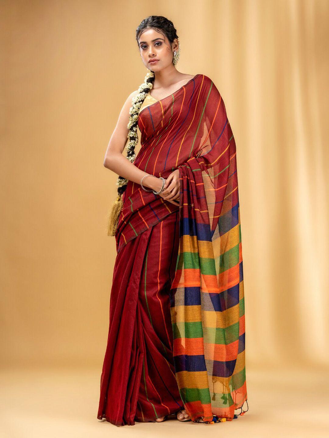 charukriti striped pure cotton saree