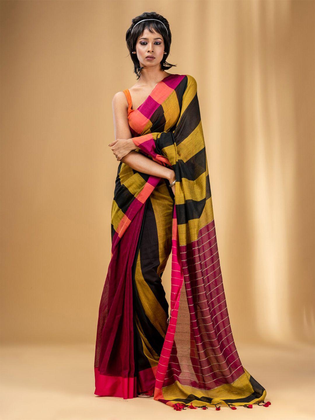 charukriti striped pure cotton saree