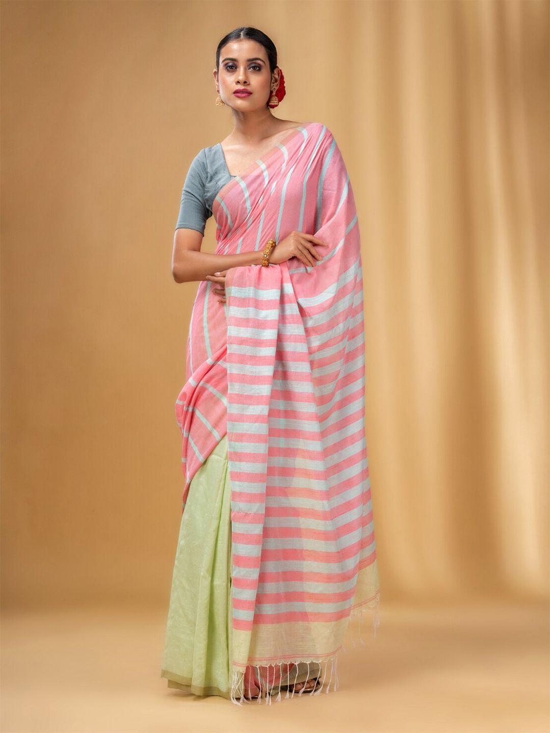 charukriti striped pure cotton saree