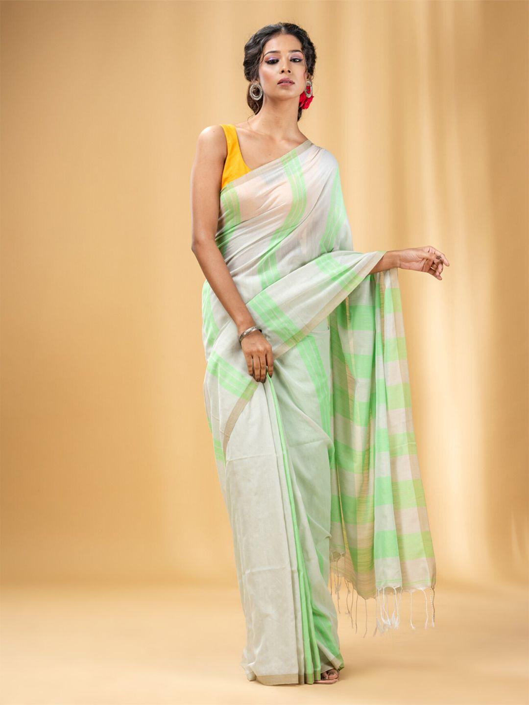 charukriti striped pure cotton saree