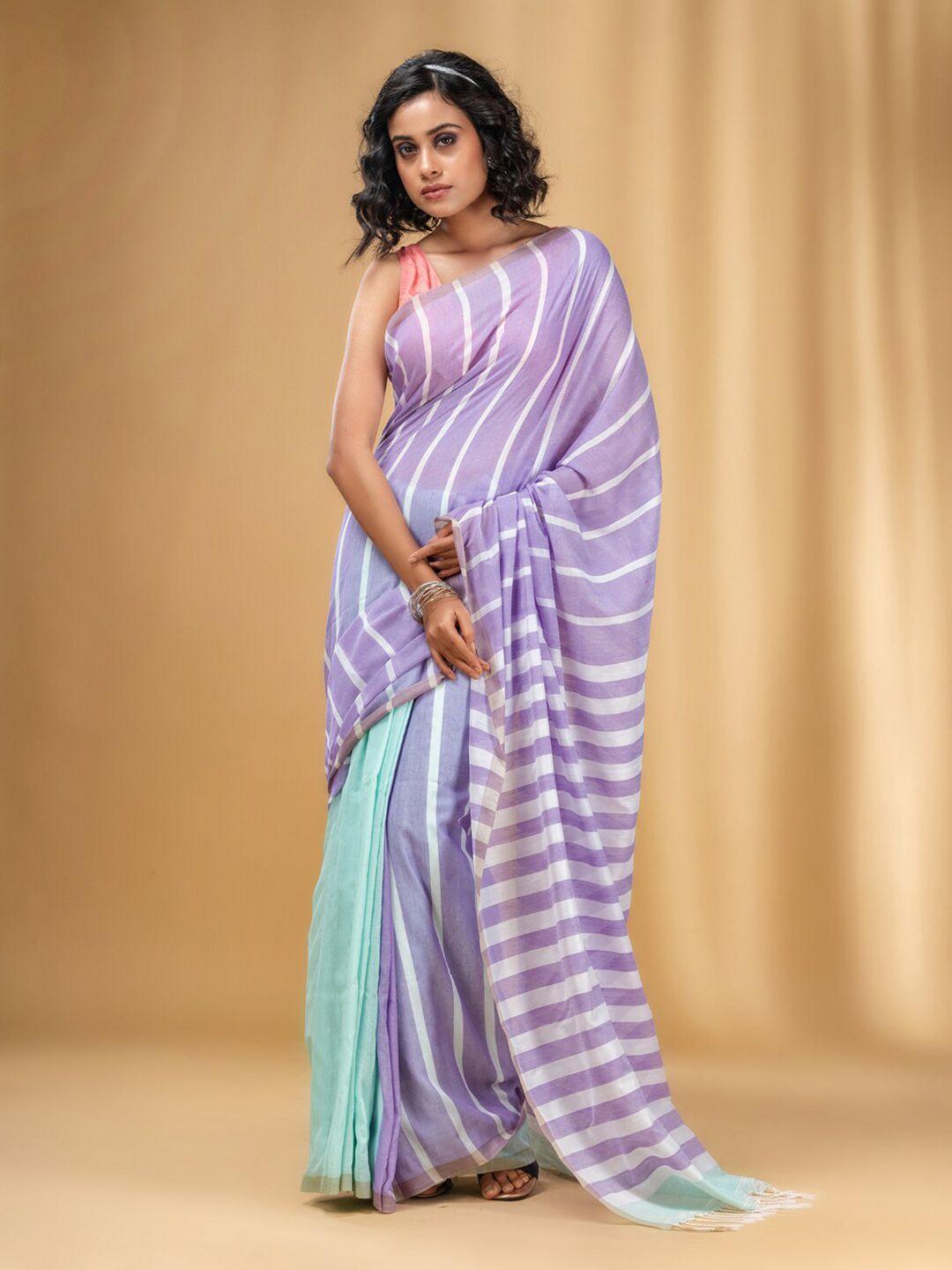 charukriti striped pure cotton saree