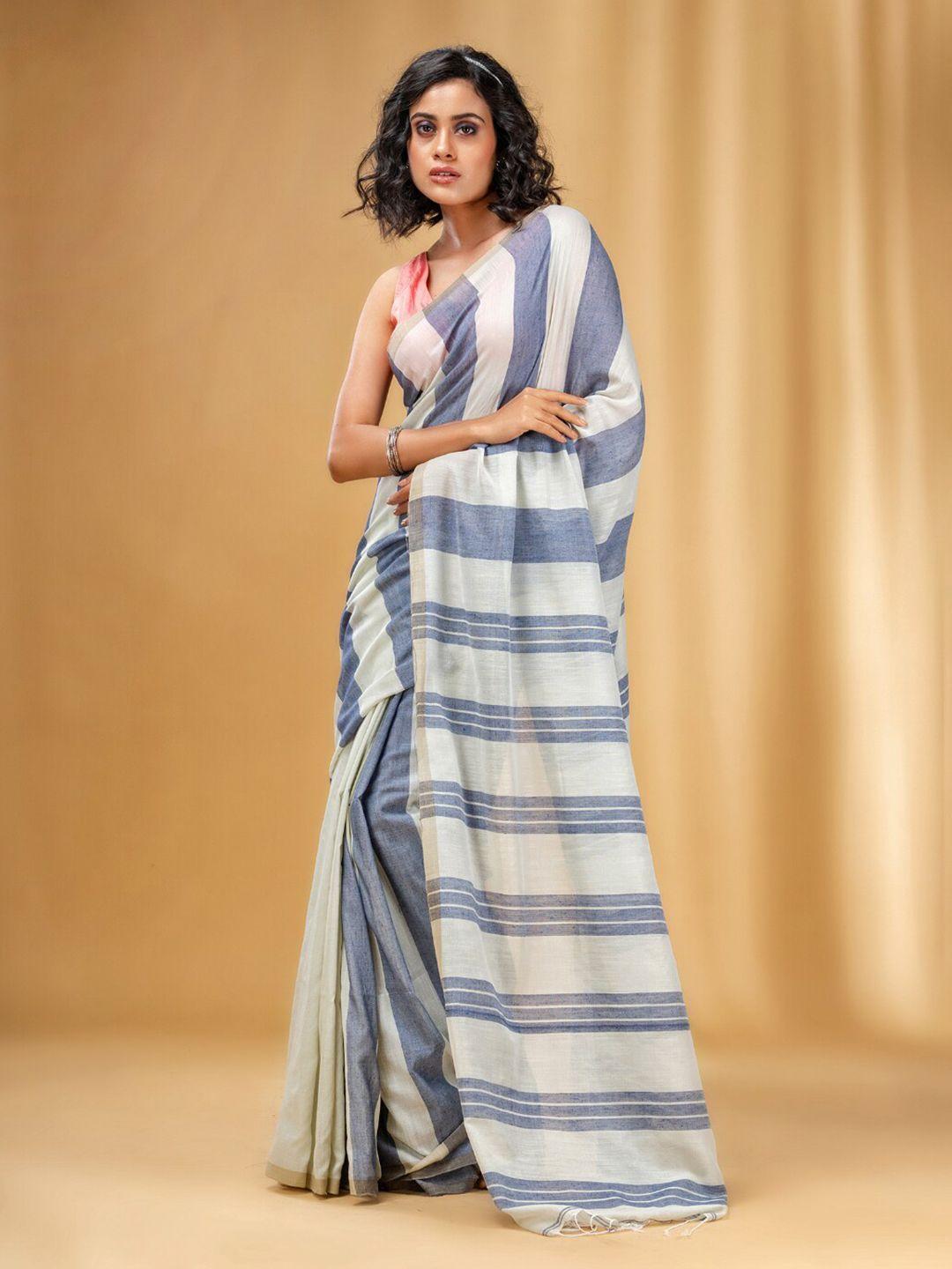 charukriti striped pure cotton saree