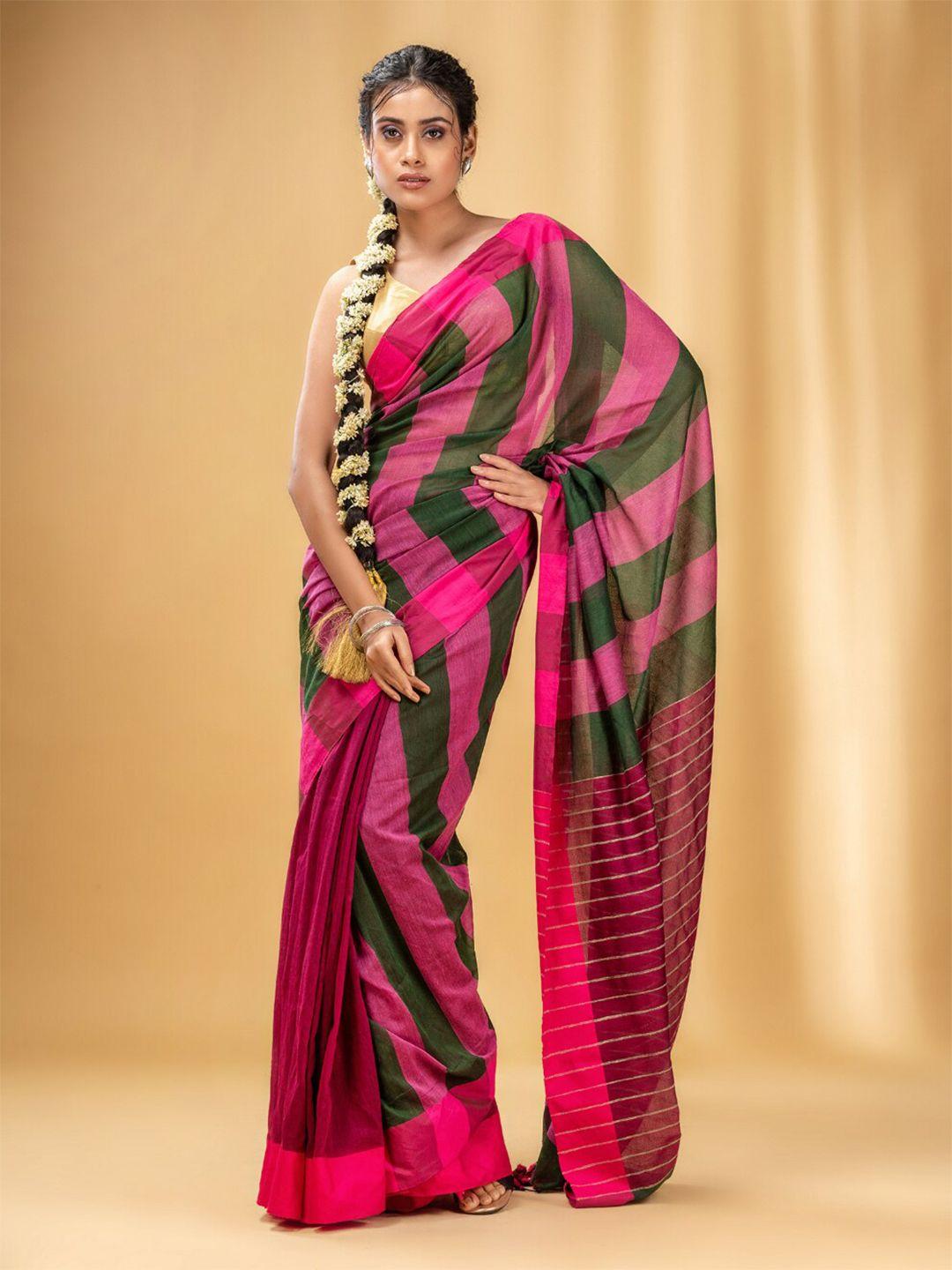 charukriti striped pure cotton saree