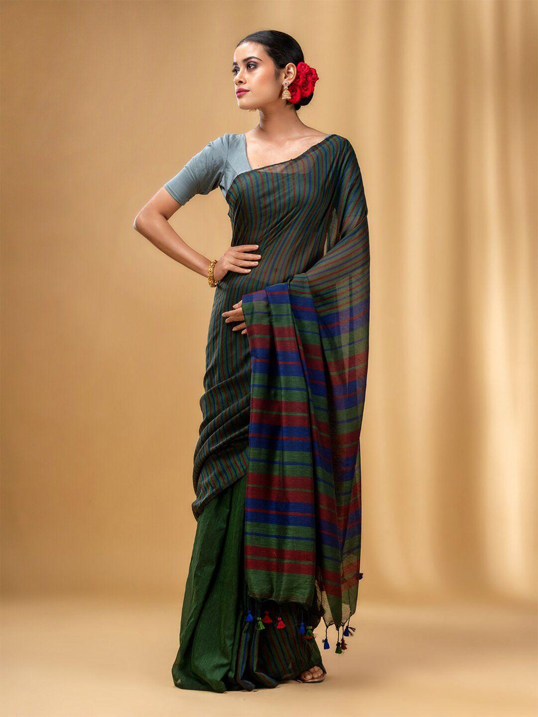 charukriti striped pure cotton saree