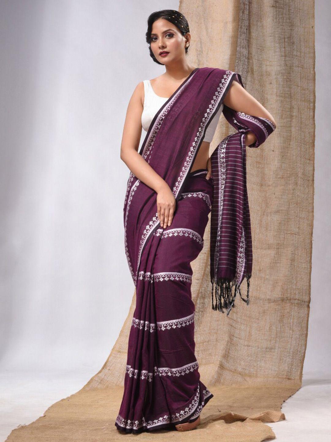 charukriti striped pure cotton saree