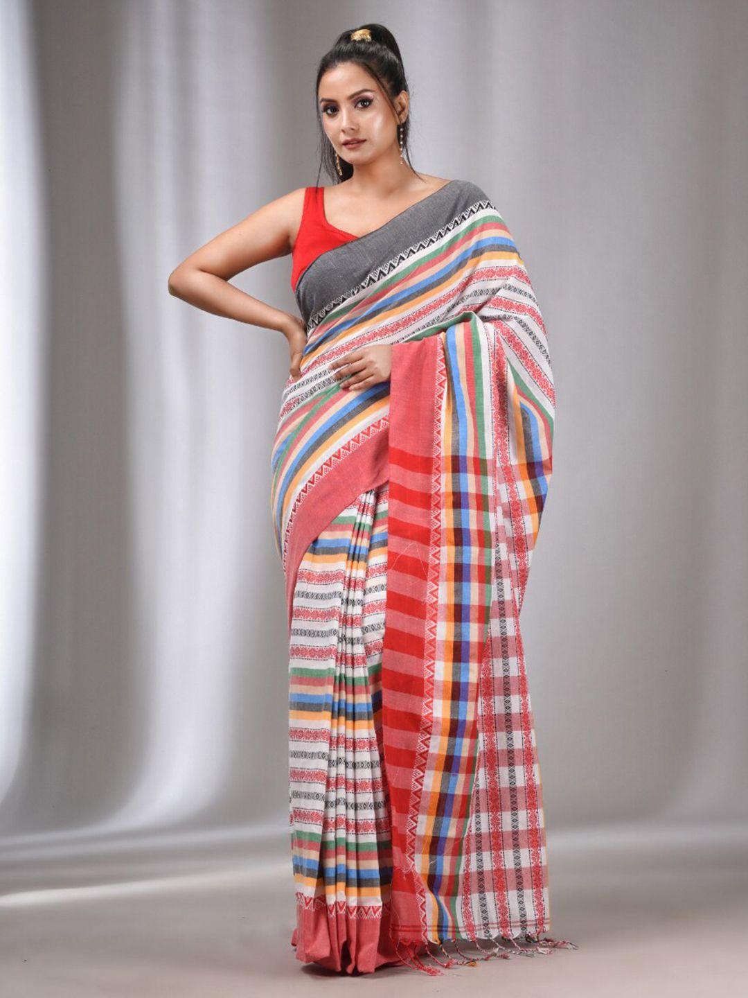 charukriti striped pure cotton saree