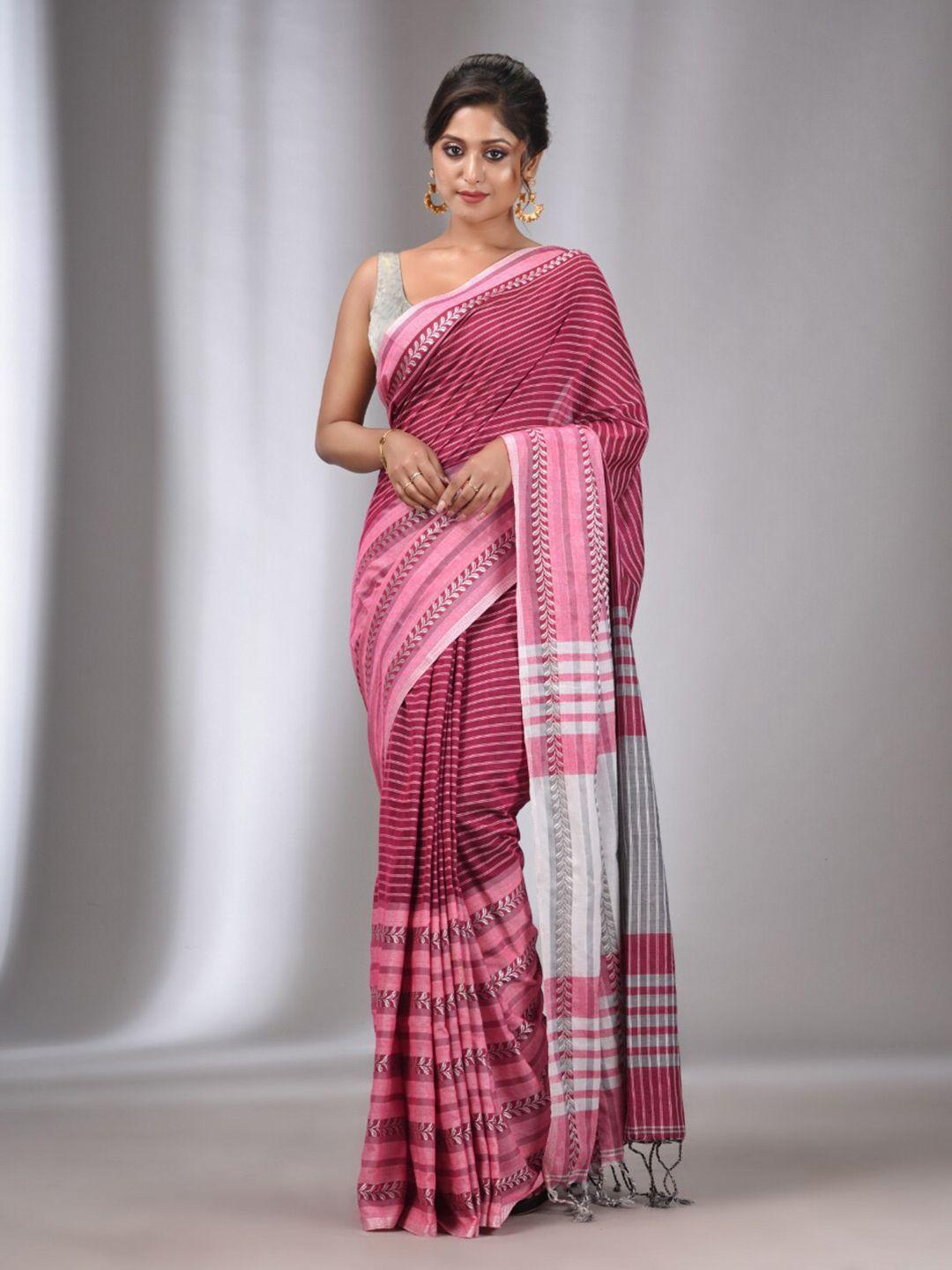 charukriti striped pure cotton saree