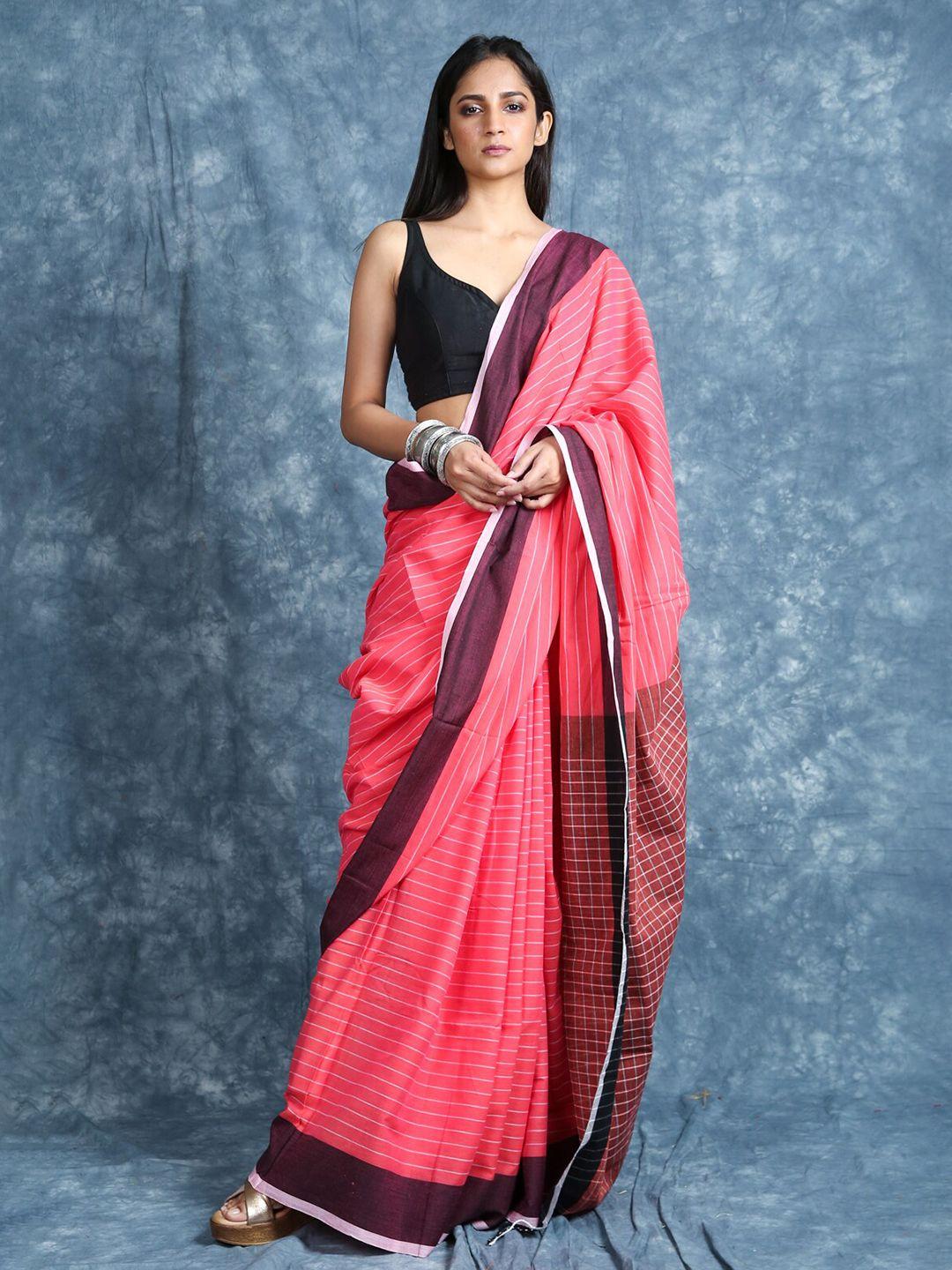 charukriti striped pure cotton saree