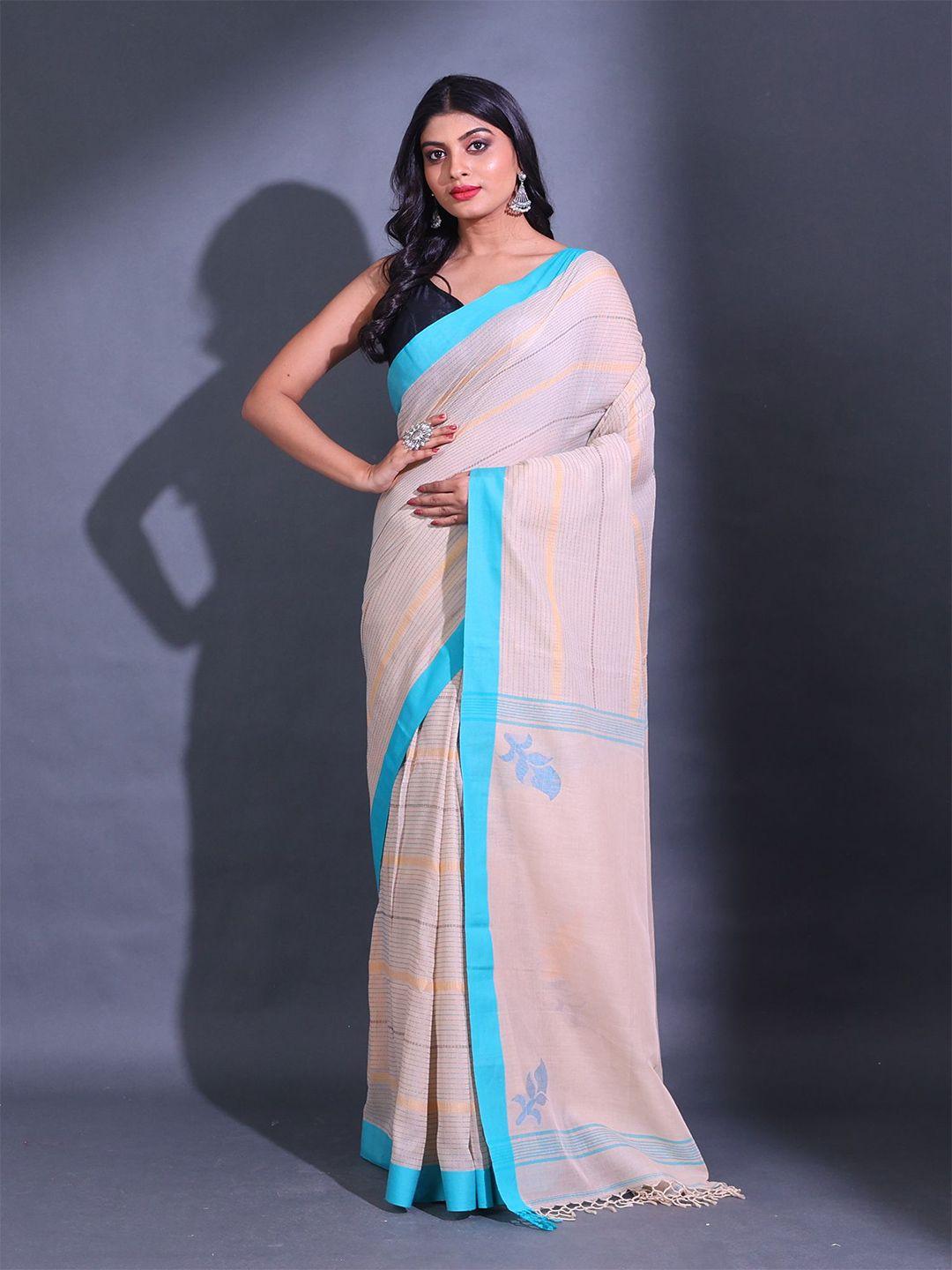 charukriti striped woven design pure cotton saree