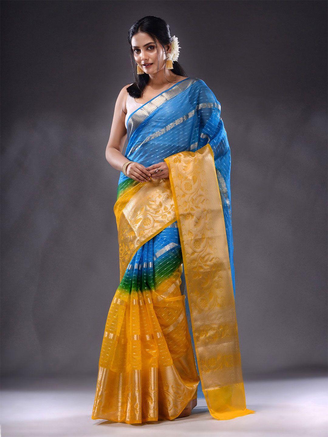 charukriti striped woven design zari saree