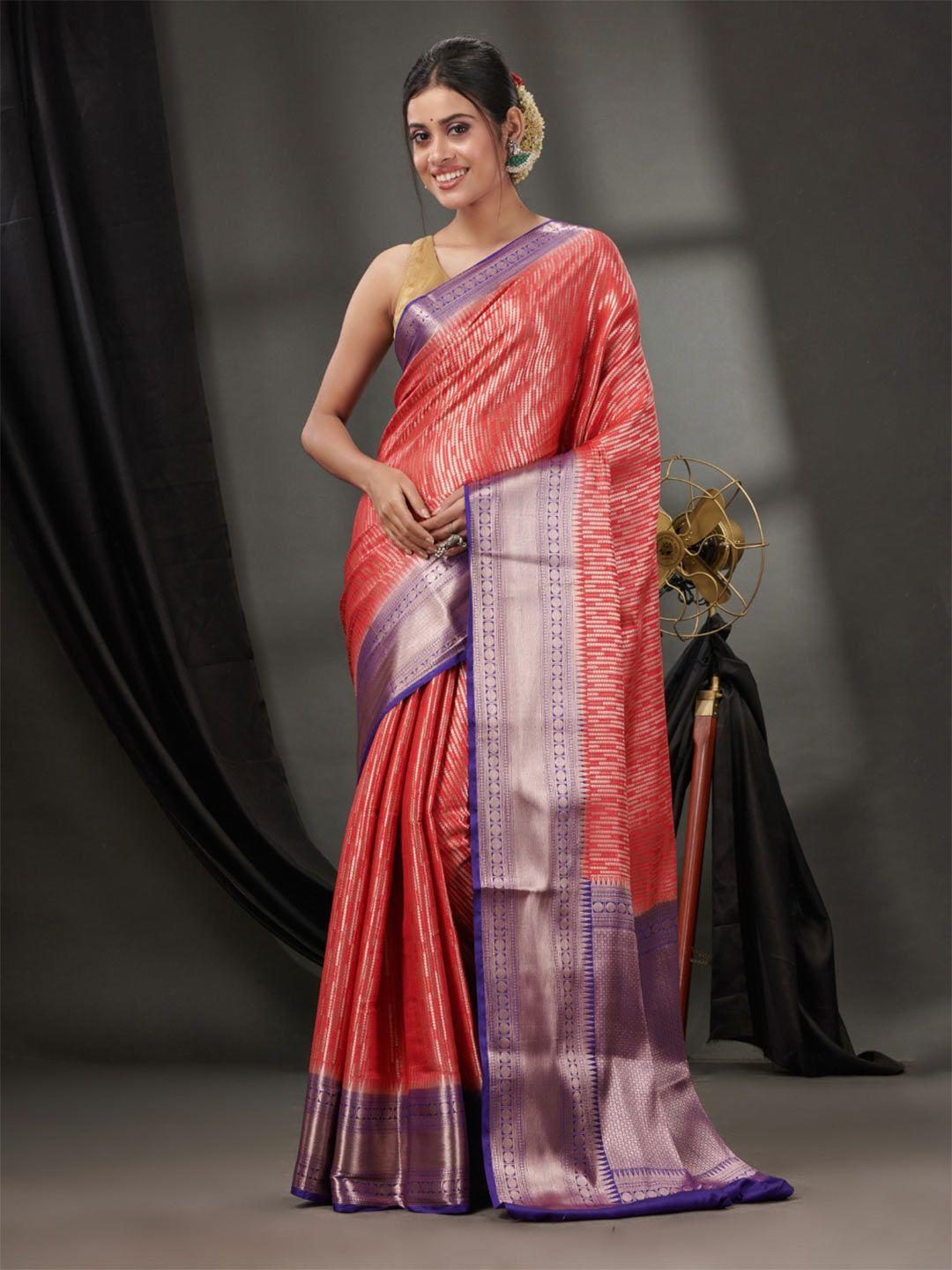 charukriti striped woven design zari saree