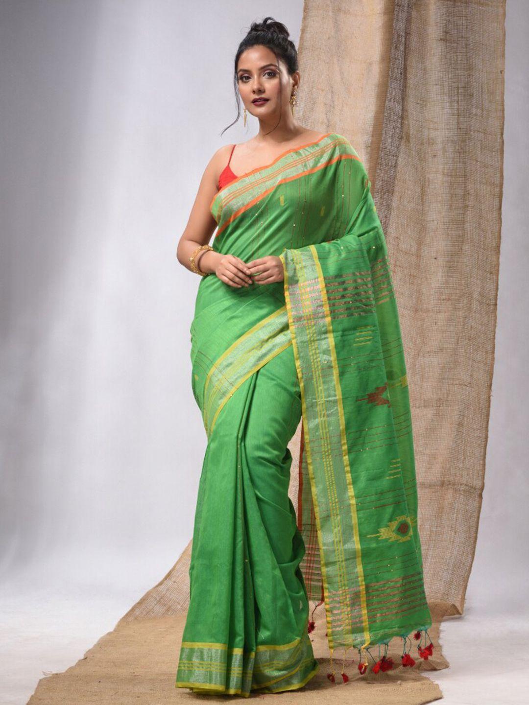 charukriti striped woven design zari silk cotton saree