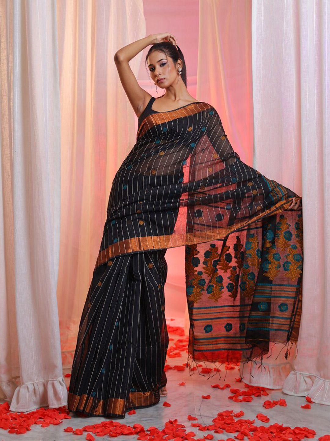 charukriti striped zari detailed saree