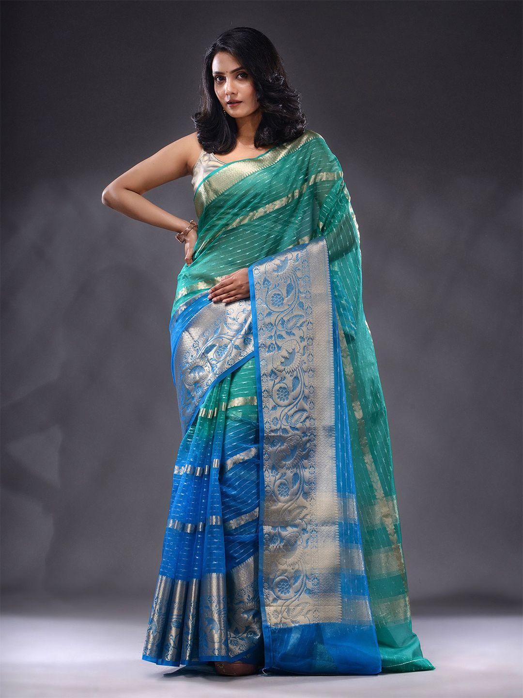 charukriti striped zari organza saree