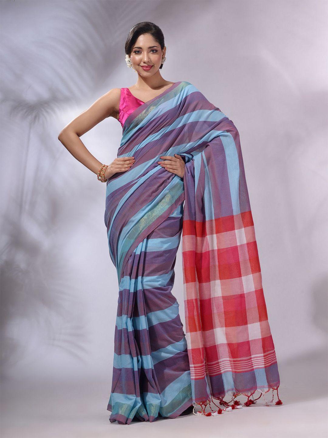 charukriti striped zari pure cotton saree