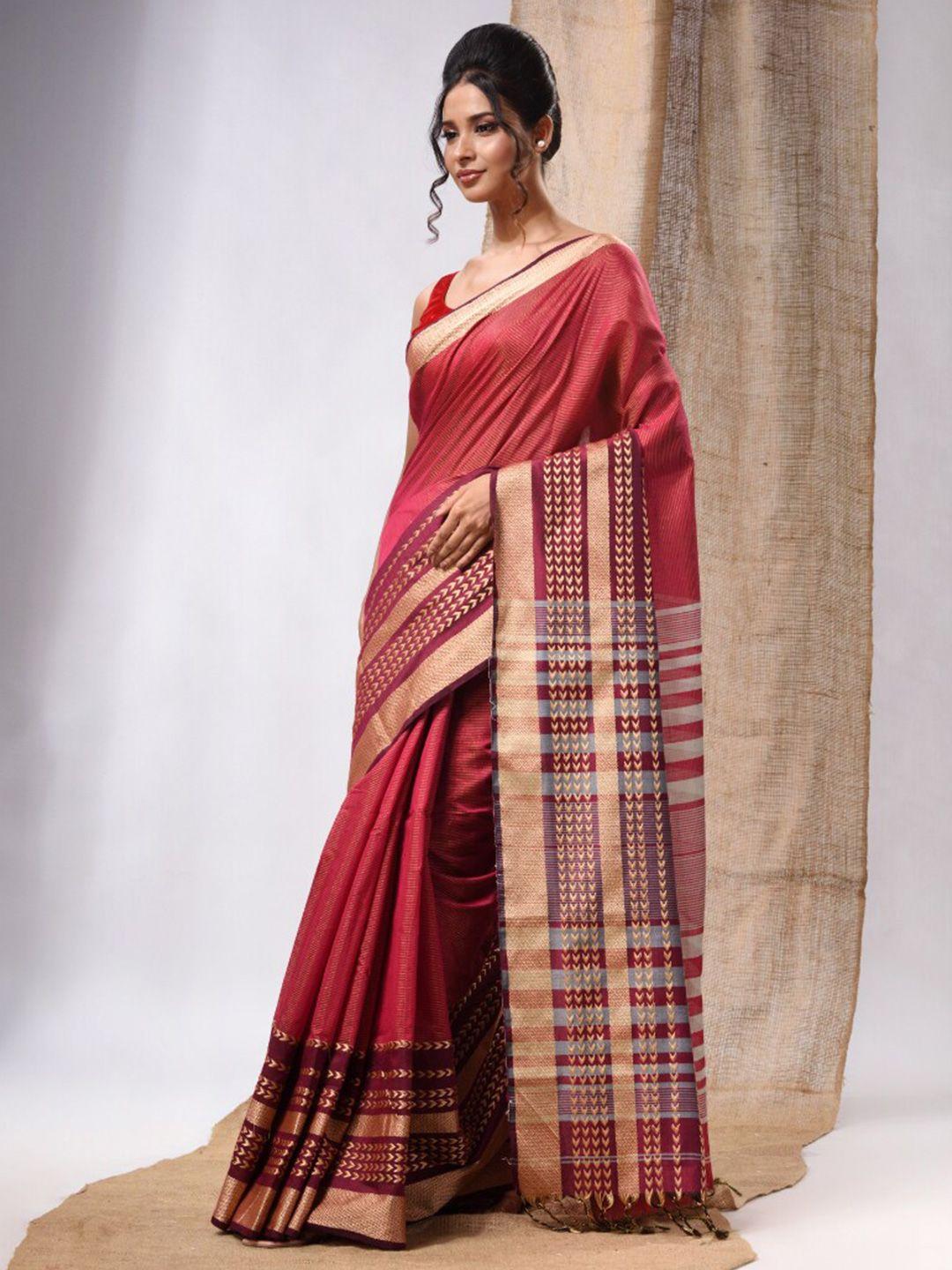 charukriti striped zari silk cotton saree