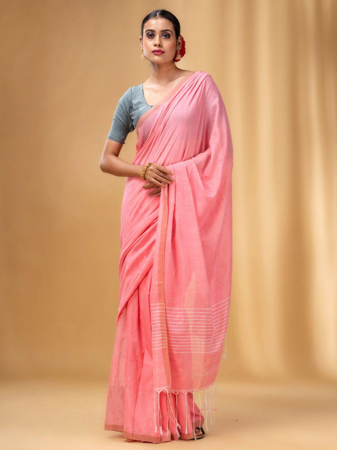 charukriti tasseled pure cotton saree