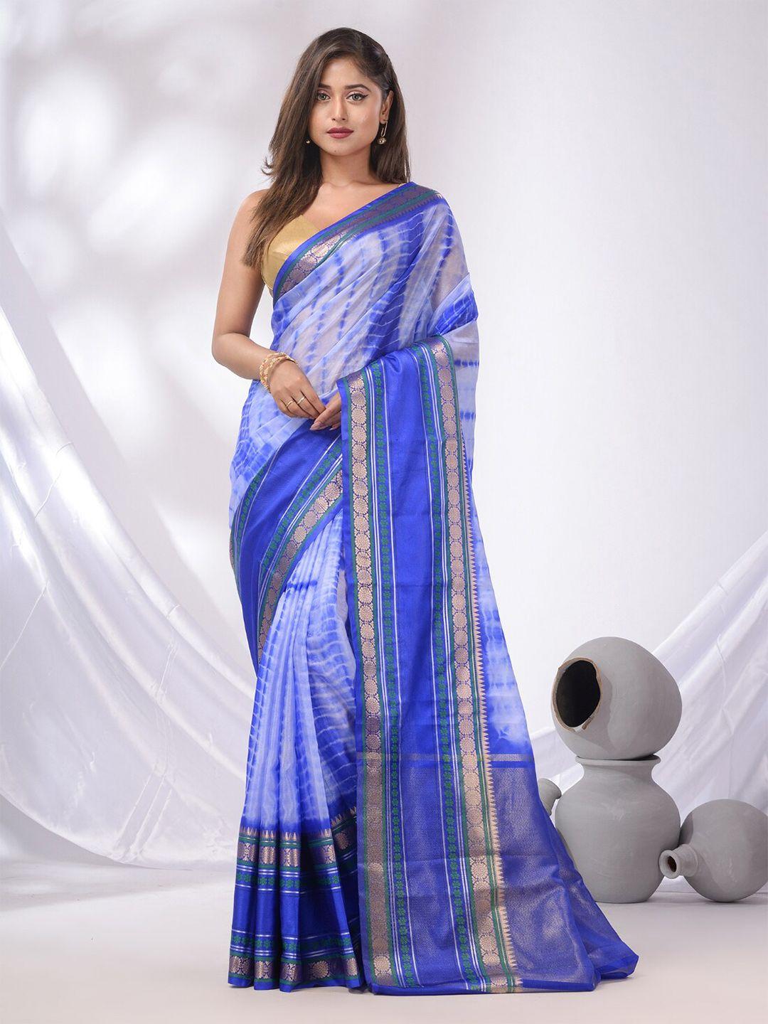 charukriti tie & dye printed zari saree