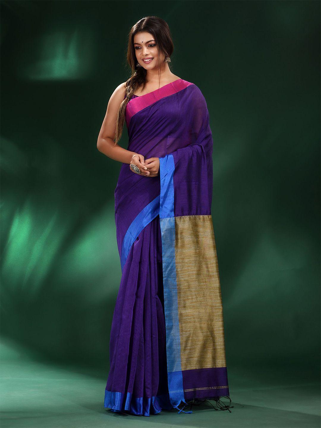 charukriti violet & pink pure cotton saree