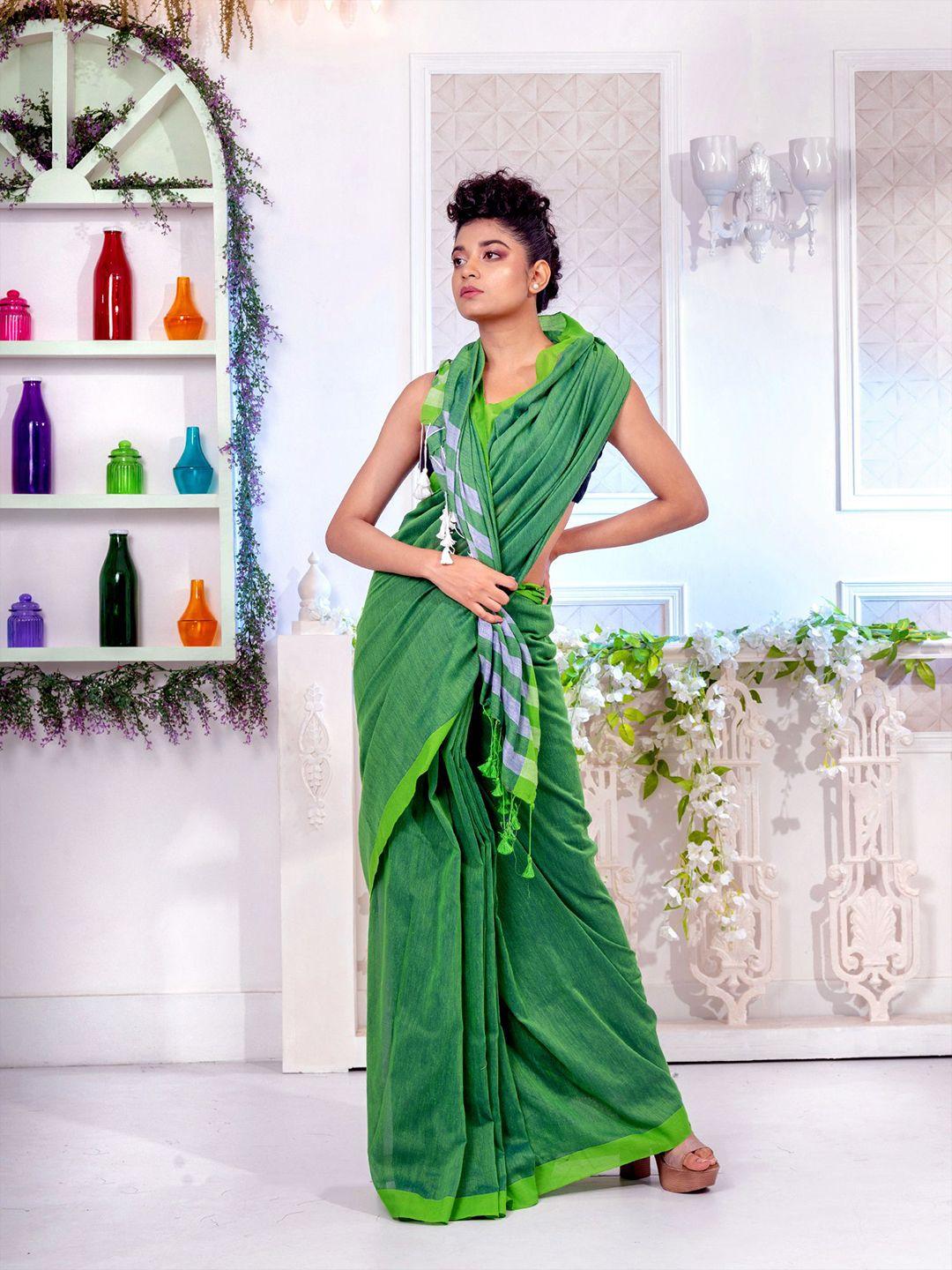 charukriti women green sarees