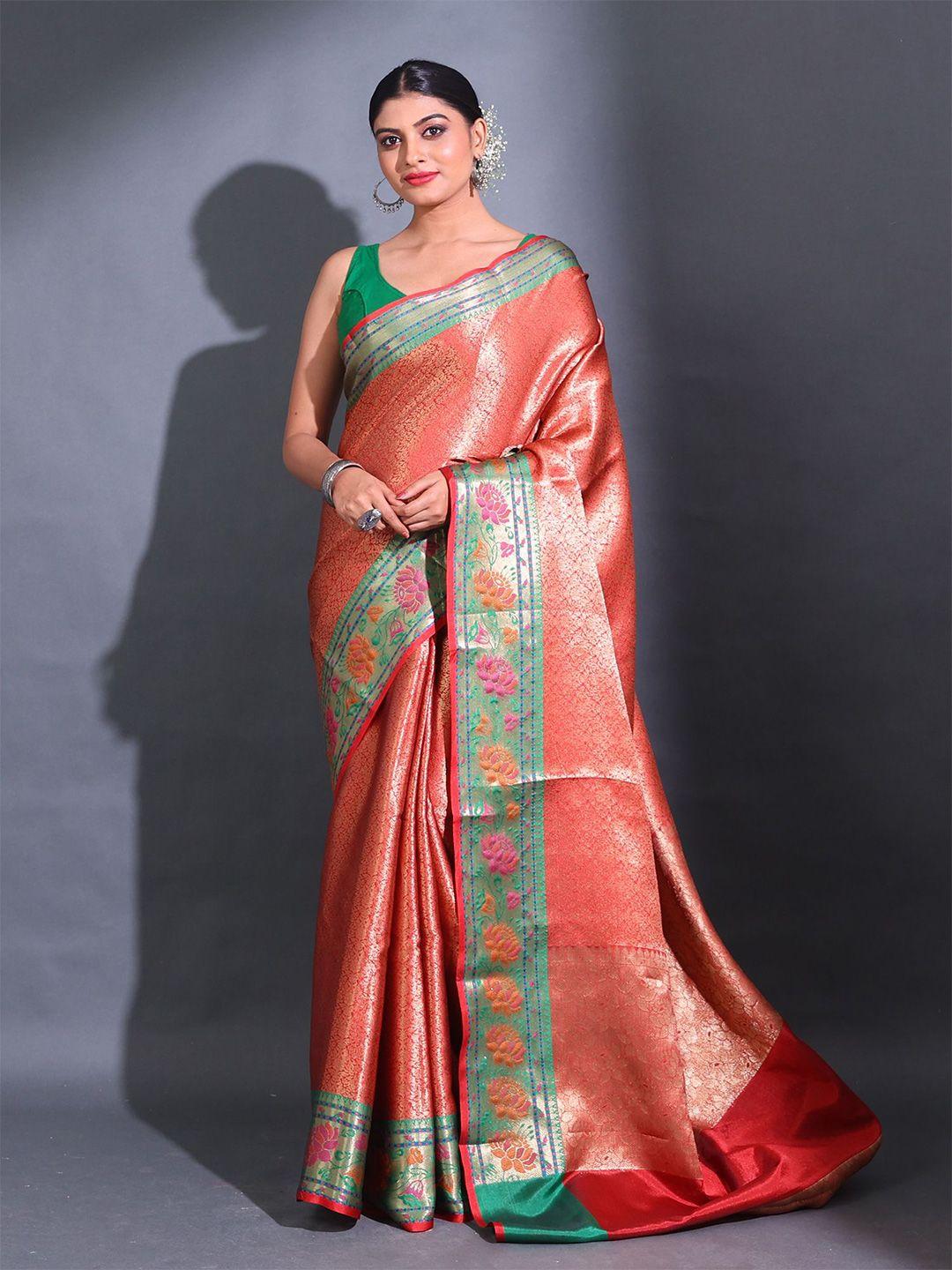 charukriti woven design floral zari silk blend saree