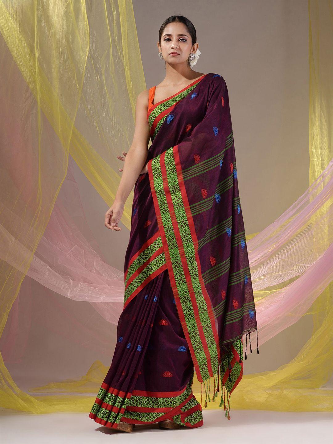 charukriti woven design pure cotton saree