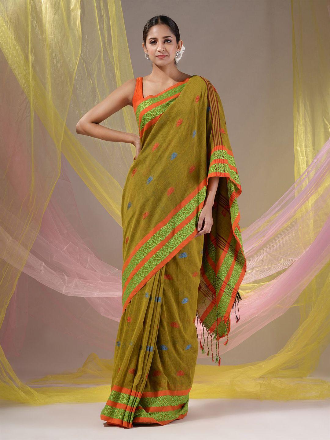 charukriti woven design pure cotton saree