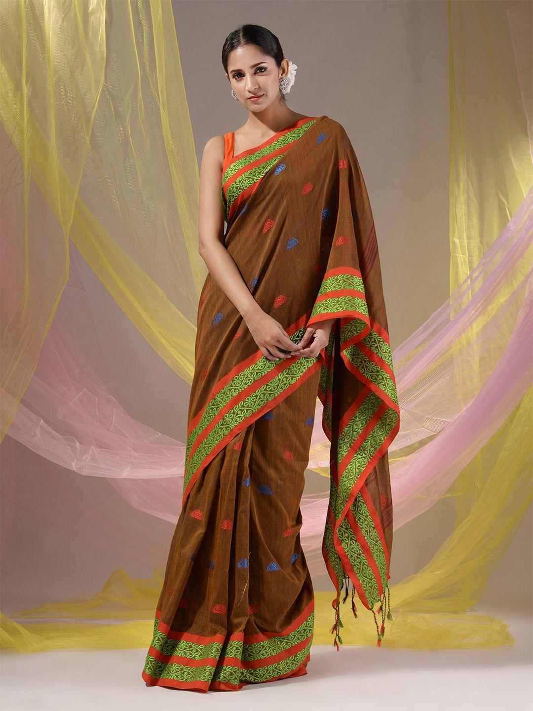 charukriti woven design pure cotton saree