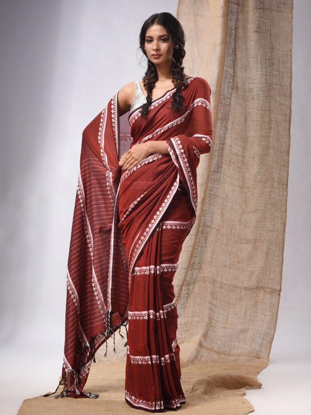 charukriti woven design pure cotton saree