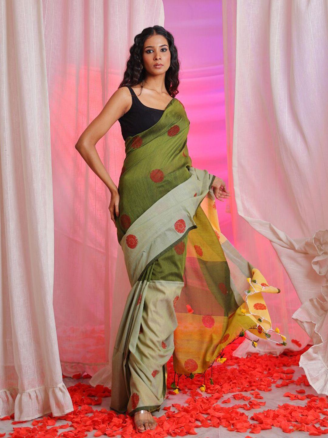 charukriti woven design pure cotton zari saree