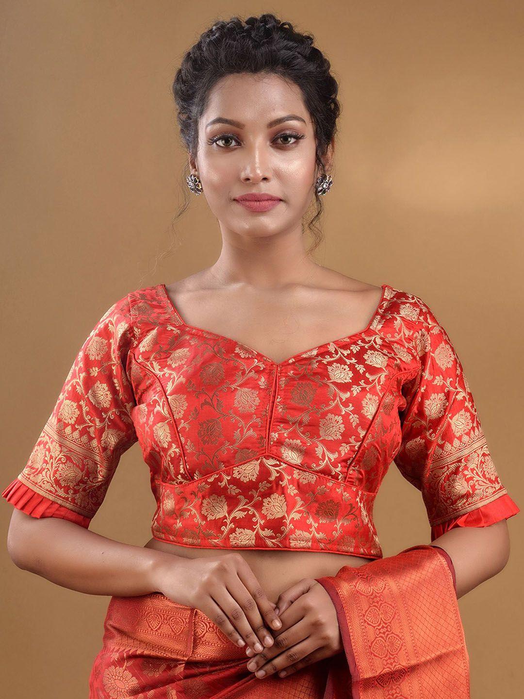 charukriti woven design silk saree blouse