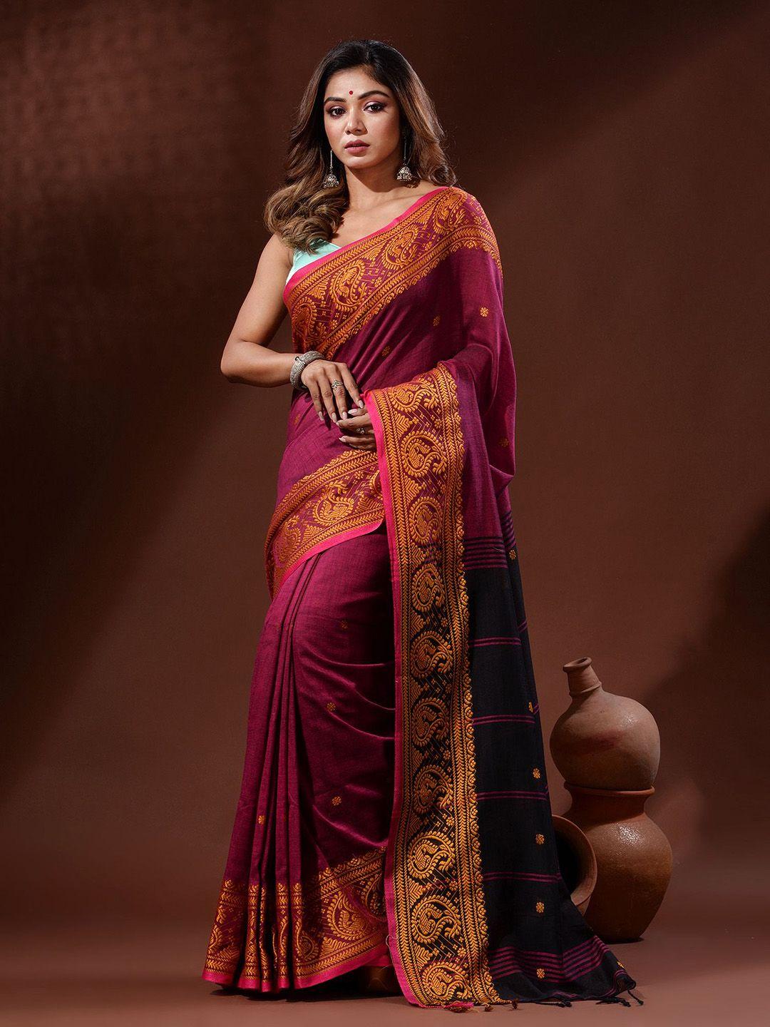 charukriti woven design zari pure cotton saree